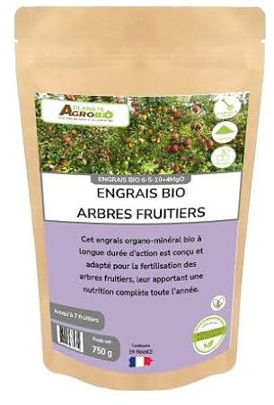 Engrais bio micro granulés 6-5-10 arbres fruitiers 750 g