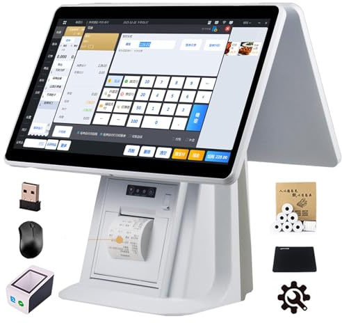 Caisse Enregistreuse Pos avec écran Tactile Dual 15,6, Système Pos Tout-en-Un pour Petite Entreprise, CPU I3, 8gb Ram, 128gb Ssd, Windows 7/10 pour Commerce De Détail & Restaurant