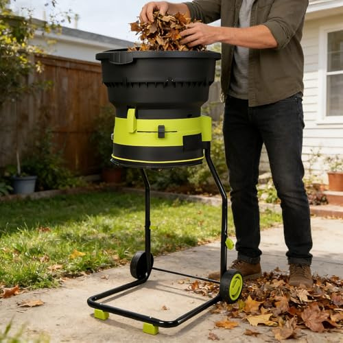 Glowdora Trituratore Elettrico per Foglie, Biotrituratore Elettrico, Biotrituratore da Giardino Senza Lame 2500w per Rapporto Riduzione 17:1, Pacciamatura Fino A 55 Galloni al Minuto Powercordx20m