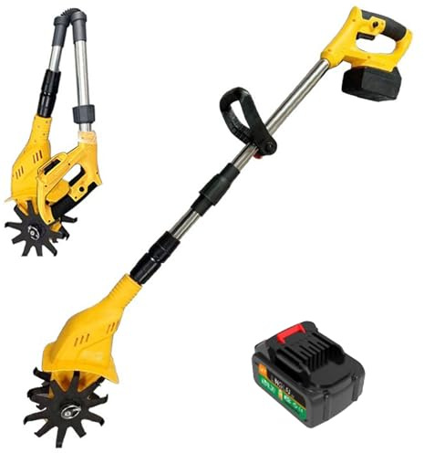 Motocultor de Jardín Rotavator Eléctrico, Cultivador de Jardín Inalámbrico Plegable con Batería, Herramienta Manual Telescópica, Cultivador Manual Inalámbrico Eléctrico para Granja, Patio One Battery