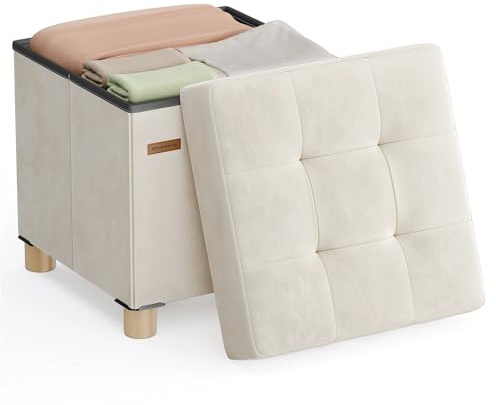 Fotpall fotpall, litet förvaringsutrymme-ottoman, 38 x 38 x 40,0 cm, vikbar förvaringskub med lock, fotstöd, 37 l (kaffe)