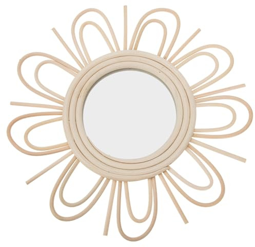 VINTORKY Espejo Tejido de Ratán Decorativo para Pared Vidrio Resistente y Duradero, Diseño Versátil Adecuado para Decoración de Pared y Arte Mural