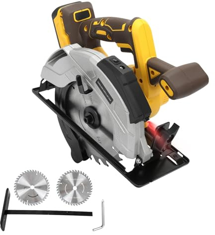 185 mm trådlös cirkelsåg för Dewalt 18 V 20 V batteri, 5 000 RPM borstlös elektrisk cirkelsåg med 2 sågblad och laserguide, 0-45° avfasningsvinkel, max 57 mm skärdjup