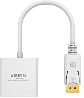 Vision TC-DPVGA adaptador de cable DisplayPort VGA Blanco - Adaptador para cable (DisplayPort, VGA, Male connector / Female connector, 0,22 m, Blanco)
