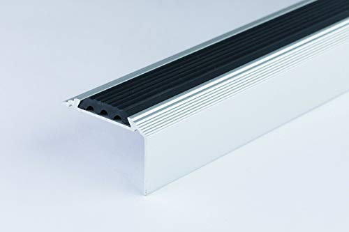 Anodised Aluminium Stair Nosing Edge Trim Step Nose Edging Nosings - Titanium, Silver, Gold -2.4 Meter Length by TMW Profiles (Silver)