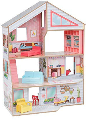KidKraft Charlie Puppenhaus aus Holz mit Möbeln und Zubehör für mini Puppe, Spielset für 360 Grad Spiel mit Minipuppen bis 18 cm, Spielzeug für Kinder ab 3 Jahre, 10064