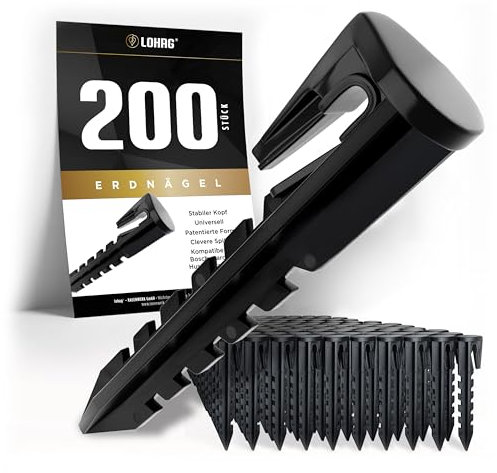 lohag® 200 Erdnägel für den Mähroboter Begrenzungskabel - Rasenmäher Zubehör - Erdanker Heringe Erdspieße Nagel - Kompatibel für Bosch, Gardena, Husqvarna, Worx, Yard Force