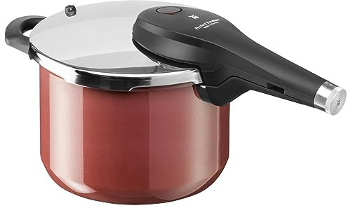 WMF Perfect Premium Fusiontec Schnellkochtopf Induktion, Dampfkochtopf 6,5l, High-Tech Keramik, 2 Kochstufen, All-In-One-Drehknopf, dunkelrot