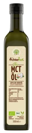 MCT Kokos Öl Bio 500ml | Hochwertiges MCT Öl aus 100% Kokosöl | in Bio-Qualität | ideal für eine kohlenhydratarme und ketogene Ernährung | vom Achterhof