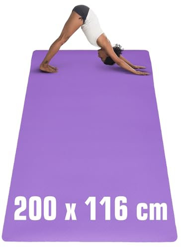 EYEPOWER 200x116 Fitnessmatte XXL Yogamatte 6mm rutschfest - Sport Teppich Bodenschutzmatte Fitness Sportmatte Groß - Gymnastikmatte Dicke Trainingsmatte XXL Unterlage Fitnessgeräte Matte Rudergerät