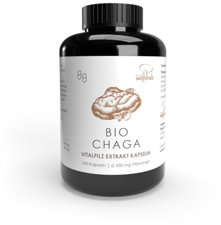Pilze Wohlrab - Bio Chaga Pilz Kapseln - Chaga Extrakt Kapseln - 240 Stück - Bio Acerola Vitamin C - Vitalpilze Extrakt