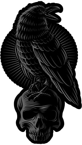 Samunshi Rabe mit Totenkopf Aufkleber Autoaufkleber für Motorrad Fahrrad Roller oder Auto Sticker Kraftsport Krähe Vogel Skull (6x10cm Rabe mit Totenkopf)