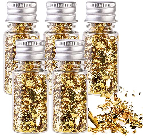 Nizirioo, Foglie d'Oro Commestibili 24K, Lamina d'Oro Pura per Cucinare e Decorare, Monouso, Oro, 5x5,5 cm, 5 Unità