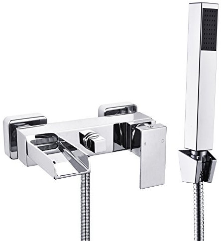 Rubinetto da doccia per vasca da bagno, miscelatore monocomando per vasca da bagno, rubinetto a cascata cromato, miscelatore per vasca da bagno, doccia in ottone, montaggio a parete
