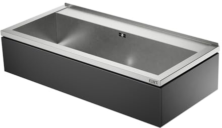 KUNe NOVUM 100 mit schwarzen Blenden - modernes Ausgussbecken Edelstahl zur Wandmontage - Außenmaße 109 x 52 x 25 cm (BxTxH) cm