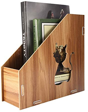 BEIJIALY Brief-Organizer auf der Arbeitsplatte, Vintage-Holz-Schreibtisch-Organizer, Briefhalter, Moderne Ausgehöhlte Katze, DIY-Büro-Präsentationsständer, Zeitschriften-Akten-Organizer, Desktop-Dokum