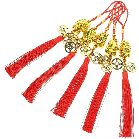 Abaodam 5st Sternzeichen-Drachen-anhänger Auto Orientalischer Anhänger Eingemachte Neujahrsdekoration Chinesischer Neujahrs-quastenanhänger Festival-anhänger Polyester China Anlage