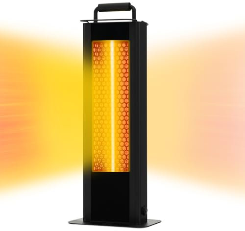 RELAX4LIFE Riscaldatore Elettrico a Infrarossi in Alluminio 1200 W Portatile, IP65 su Doppia Faccia, Tubo in Carbonio, Protezione Antiribaltamento, per Interni ed Esterni, Senza CO2