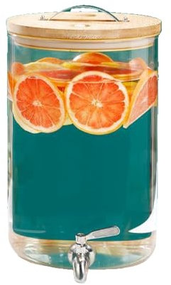 JSDQQG Dispensador De Tarros De Cristal con Grifo,Dispensador De Agua,Dispensador Bebidas,Dispensador De Limonada,Hervidor De Agua,Dispensador De Vidrio,Apto para Bebidas Frías O Calientes,8L