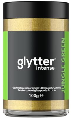 Glytter Glitzerpulver INTENSE (Jungle Green) für ca. 1000 Drinks/Cocktails | essbarer Glitzer zur Dekoration von Getränken und Flüssigkeiten , geschmacksneutral, farbintensiv