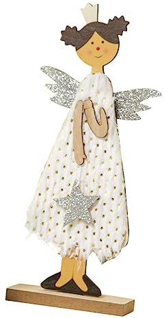 Ciieeo 2St Engel Holzverzierungen Weihnachtsdekorationen Cute Decor Schreibtischschild Tischdekoration Wohnkultur Weihnachtsdekoration Weihnachtsengel-Zeichen hölzern Weiß