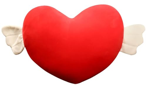 Cojín en forma de corazón – Cojín en forma de corazón, suave peluche con alas de ángel de Navidad | Cojín en forma de corazón para decoración de interiores y exteriores, cojín suave en forma de