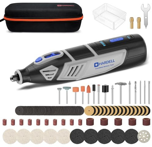 HARDELL Cordless Rotary Tool,12V 5-Speed (8000-35000 RPM) Rotary Multi Tool, 2Ah Battery Power Rotary Tools 80pcs Accessories for Sanding, Polishing, Carving, Cutting, Drilling, DIY Crafting