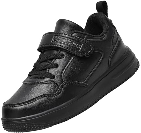 Dhinash Zapatillas Deportivas Sin Cordones para Niños Zapatillas Casual Zapatos para Uniformes de Escuela Calzados para Correr en Asfalto Exterior Interior Zapatos de Running Negro Talla 35