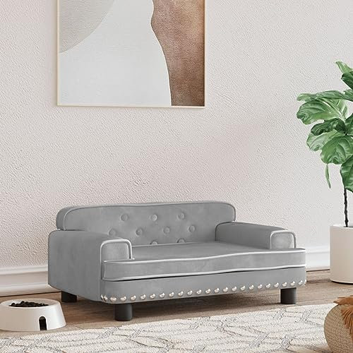 Xichuzi Hundebett Hellgrau 70x45x30 cm Samt Hundesofa, Hunde Bett, Hundekissen, Dog Bed, Kuschelbett Katzen, Hunde Couch, Hunde Sofabett,171883