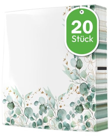 20 große festliche Servietten Natur Eukalyptus Bordüre natur als Tischdeko. Papierservietten Konfirmation Kommunion christlich Taufe Kirche Geburtstag. Auch für Decoupage und Serviettentechnik 40x40cm