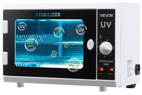 VEVOR Stérilisateur UV 12 L, Armoire de Désinfection UV avec Minuterie, Commande par Bouton, Longueur d'Onde 185 nm, Porte en Verre Trempé, pour Laboratoires, Maison, Salons de Manucure et de Beauté