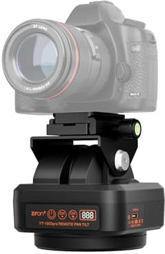 Juroupi YT1500pro Remote Control Pan Tilt Head Motorized Panoramic Head 360° Rotating Panoramic Tripod 40M Control Range 2.2kg Loading with Phone Clamp/Holder for Phone Camera Video