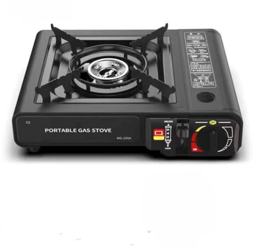 Réchaud à gaz de camping portable en acier inoxydable avec étui - Brûleur d'extérieur pour réservoir butane/propane - Randonnée, sac à dos, pique-nique, urgence