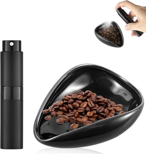 ZYEKIU Tazza Dosatrice per Chicchi di Caffè Tazza Dosatrice Caffè in Ceramica con Bottiglia Spray RDT, Vassoio Dosatore Grani Set Di Tazze Dosatrici per Caff Regalo per Gli Amanti