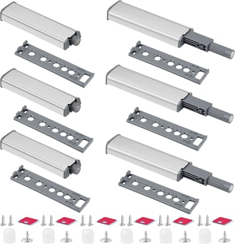 vsshe Cierre Magnético Push para Puerta, 6 Piezas Cierre Puerta Armario Push Open, Push to Open Pestillos Cierre Puerta Push, con tornillo y Imán para Armarios, Roperos, Libreria, Cajones(Tipo A)