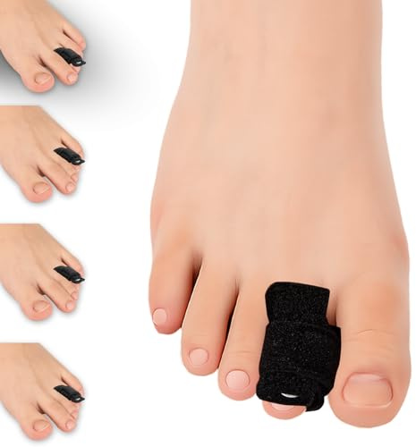 JLFDLLYYZQ 4 PCS Corrector Dedo Martillo con Attelles Métalliques (Negro) | Férula Dedo Pie Ajustable, Corrector Dedos Pies, Toe Wraps Splint, para Fracturas de Dedos de los Pies, Esguince