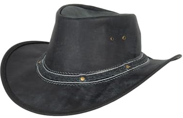 Svart djungel STONEBROOK läderhatt, västernhatt, austernhatt, cowboyhatt, svart, XL