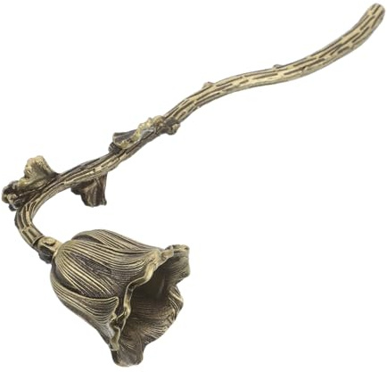 IMIKEYA Éteignoir à Bougie Floral en Métal Rétro Extincteur à Mèche avec Long Manche Finition Cuivre Ancien Accessoire Sécurisé pour Bougies Chauffe-Plat Décoration Vintage pour