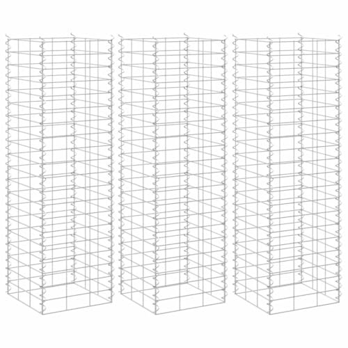 Mokuyary - Camas elevadas de Gabion (3 piezas, 30 x 30 x 100 cm, hierro para jardinería, bandeja de plantación para cultivar flores, hierbas, plantas suculentas, terraza, patio, balcón