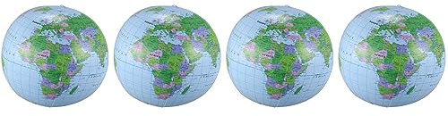 Mokamika 4 x uppblåsbar leksak, glob, utbildning, geografi, karta, ballong, vattenboll, 40 cm