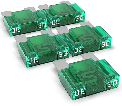 AUPROTEC Maxi Flachstecksicherung 20A - 80A Stecksicherung Schmelzsicherung Auswahl: 30A Ampere grün, 5 Stück