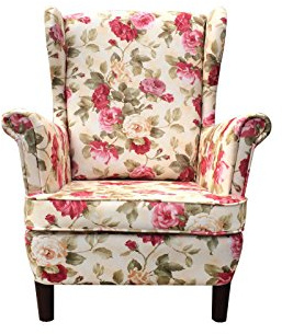 All4All Ohrensessel ohne Hocker ROSA Sessel Ohrenbackensessel Polstersessel Skandinavischer Stil Relaxliege Relaxsessel Chesterfield ideal für Relax