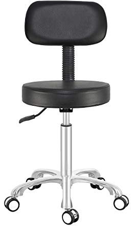 Antlu Rollhocker Hocker Drehhocker Mit Rollen Höhenverstellbar Bürohocker Hocker Mit Lehne Schminkhocker Arbeitshocker Bürohocker Sitzhocker (Schwarz)