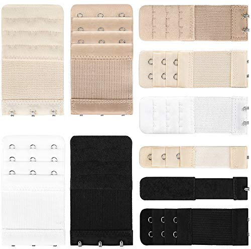 GeeRic 10 Stück BH Verlängerung Bra Extender Erweiterung Extension Damen Elastic Extender, 4 Farben (1 Haken, 2 Haken, 3 Haken)