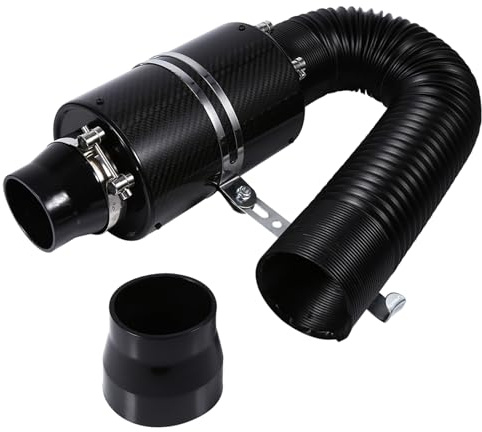 DEWIN Fibra di Carbonio Filtro Aria Auto,Sistema di Aspirazione Universal Car,3 Filtro Aria Fredda in Fibra di Carbonio Kit di Tubi for Tubo di Aspirazione a Aspirazione Inclusa