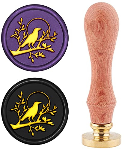craspire Wachs-Siegel-Stempel Vogel Auf Zweig, Siegellack Stempel Retro Holzstempel Wachssiegel 25 mm Abnehmbar Messingkopf Holzgriff Für Partyhochzeitseinladungs-Umschlag-Grußkarten-Weinflaschen