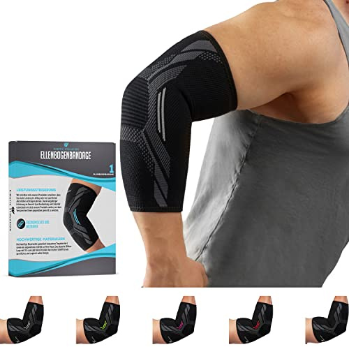 KINETIC EVOLUTION Ellenbogenbandage für Damen und Herren – Elastische Kompressionsbandage, rutschfester Halt, atmungsaktiv, ideal für Sport, Fitness, Tennis, Golf, Alltag