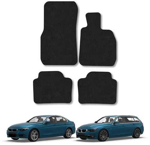 BMW 3 Series (2012-2019) [F30/F31] Car Mats Accessories Tailored Fit Carpet Floor Mats Non Slip Black Trim Full Coverage Compatible Accessory Front Rear Set Anti Slip Granulated Backing Hand-Finished