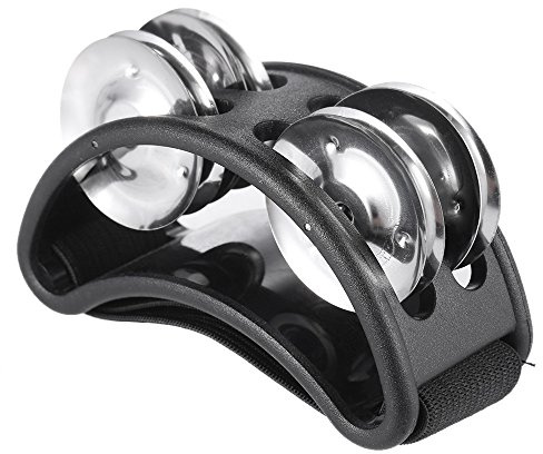 Btuty 1 x Fuß-Tamburin Percussion Musikinstrument mit 2 Sets Metallklingel