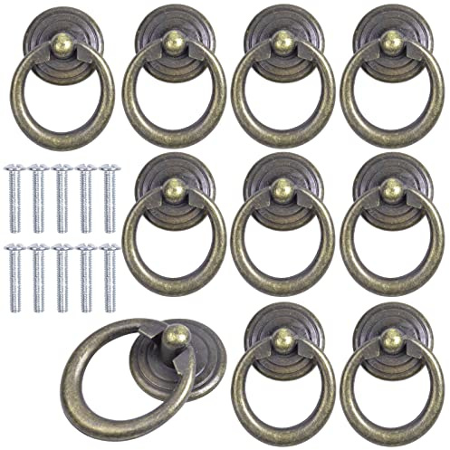 smatime 10 Stück Vintage Zinklegierung Schubladengriffe für Schränke und Schubladen - Runde Griffe, Antik Tropfen, Retro Bronze